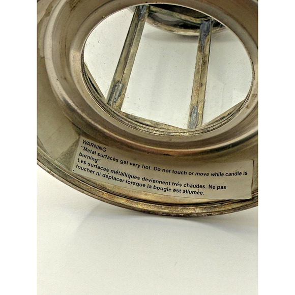 Vintage Silver Metal Candle Lantern 6.5" Hex Glass Panels Rustic Patina Decor - Picture 4 of 4